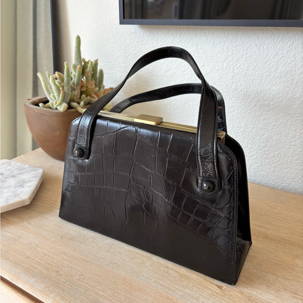 Vintage Nordstrom Black Croc-Embossed Purse